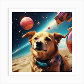 Dog In Space 1 Art Print