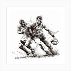 Rugby Players Running 3 Art Print