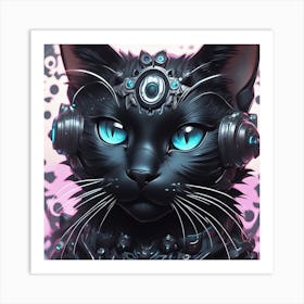 Black Cat With Blue Eyes Art Print