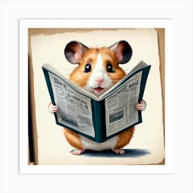 Hamster Reading Newspaper 7 Art Print
