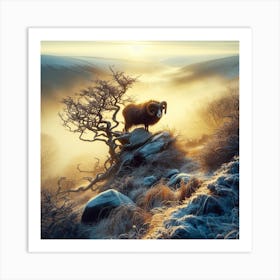 Ram In The Mist Art Print