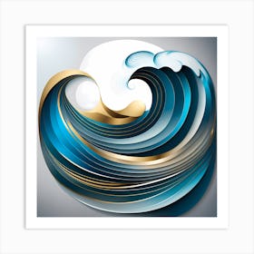 Paper Ocean Wave, vector art Art Print