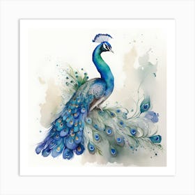 Sdxl 09 Watercolour Of A Peacock Bird 2 Upscaled Upscaled Art Print