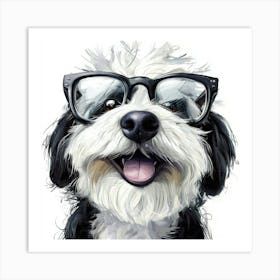 Dog In Glasses 16 Art Print