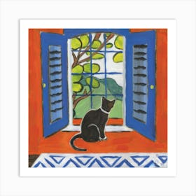 Matisse Inspired Open Window Cat Art Print Pain Art Print