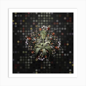 Vintage Eucomis Regia Flower Wreath on Dot Bokeh Pattern n.0412 Art Print