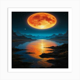 Full Moon Over Water 1 Art Print