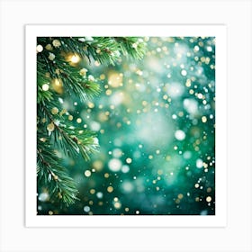 Abstract Concept Of Christmas Using Evergreen Branches As Main Subject Covered In Fine Glittering S (4) 2 Art Print