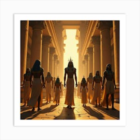 Pharaoh Akhenaten Surrounded By His Family In A Lavish Palace Art Print