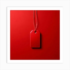 Red Tag On Red Background Art Print