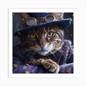 Steampunk Cat 6 Art Print
