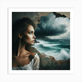 Beautiful Woman In A Hole Art Print