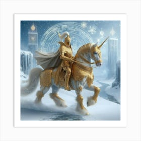 Unicorn In The Snow Art Print