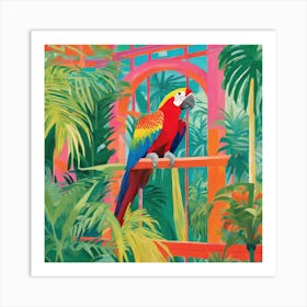 David Hockney Style: Parrot in Palm House Series 3 Art Print