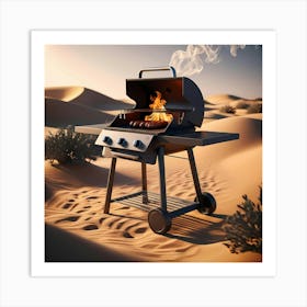 Bbq Grill In The Desert Art Print