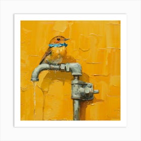 Bird On A Faucet 5 Art Print