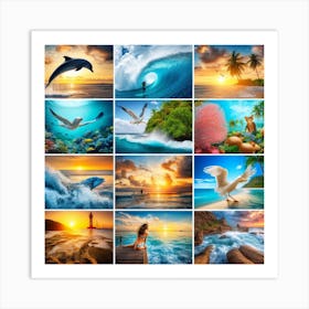 Collage Of Seascapes Art Print