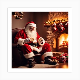 Santa Claus Eating Cookies 9 Art Print