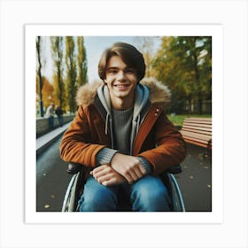 Portrait Of A Young Man In A Wheelchair Art Print