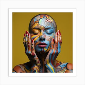 Woman With Colorful Body Paint Art Print