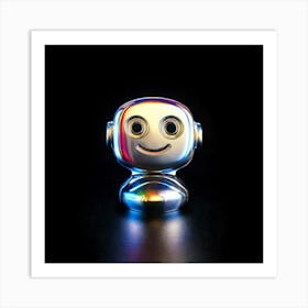 Firefly Minimalist, Cartoon, Happy, Cybernetic, Robot, Icon, Emoji, Black Background, 3d Render, Hol (3) Art Print