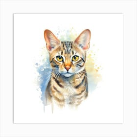 Bengal Glitter Cat Portrait Art Print