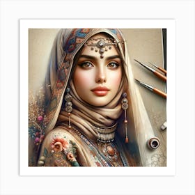 Arab Girl In Traditional Attire Art Print