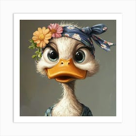 Duck In Flower Crown Póster