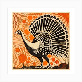 Retro Bird Lithograph Turkey Art Print