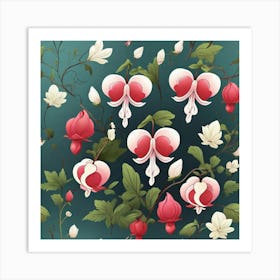 Flowers of Bleeding heart, Vector art 3 Art Print