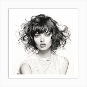 Black And White Portrait Of A Woman Art Print