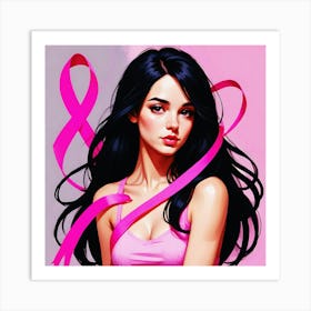 Women Breast Cancer Awareness background in Pink Ribbon international symbol for month October clipart and poster clipart and wall art 20 Art Print