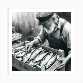 Fisherman At The Fish Market 1 Art Print