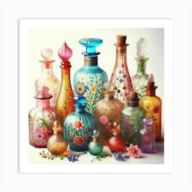 Flourish Glass Bottles Art Print