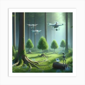 Drones In The Forest 5 Art Print