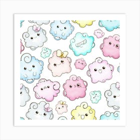 Cute Doodle Cartoon Seamless Pattern Art Print