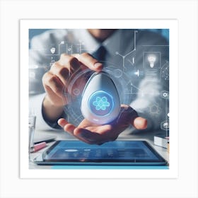 Businessman Holding A Smart Phone Art Print