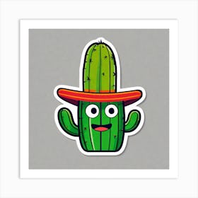 Mexico Cactus With Mexican Hat Sticker 2d Cute Fantasy Dreamy Vector Illustration 2d Flat Cen (24) Art Print
