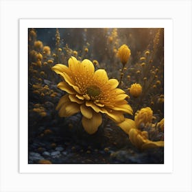 Yellow Flowers In A Field Art Print