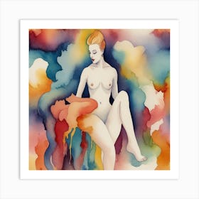 Nude Woman in colors Art Print