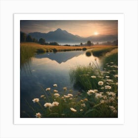 Sunrise In The Mountains 4 Art Print