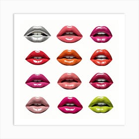 Lips Of Different Colors Art Print