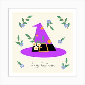 Happy Halloween Witch Hat Art Print