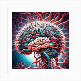 Human Brain With Blood Vessels 12 Art Print