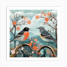 Bird In Nature Robin 8 Art Print