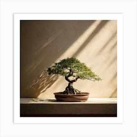 Firefly Bonsai, Tree, Minimalist, Setting, Soft, Shadows, Neutral, Background, Serene, Calm, Nature, (11) Art Print