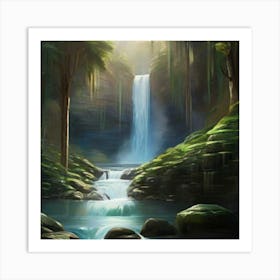 Waterfall In The Forest 2 Art Print