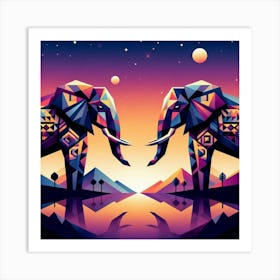 The Starry-Eyed Duo Elephants Art Print