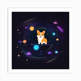 Corgi In Space 1 Art Print