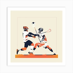 Two Lacrosse Players In Action 2 Art Print